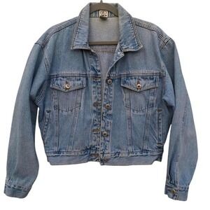 Zana-Di Vintage 90s Light Wash Denim Trucker Jacket Cropped Blue Cotton Womens M